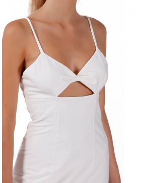 White asymmetric dress with cut-out detail 