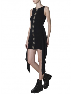  Knitted LBD with vintage embroidery applique