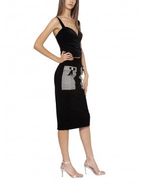Velvet skirt with pockets