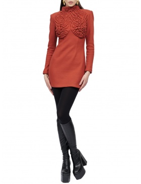 TERA Mini | Wool Winter Mini Dress in Pompeian Red