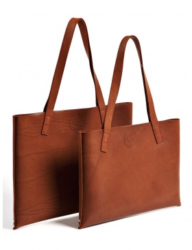 Leather tote bag - brown