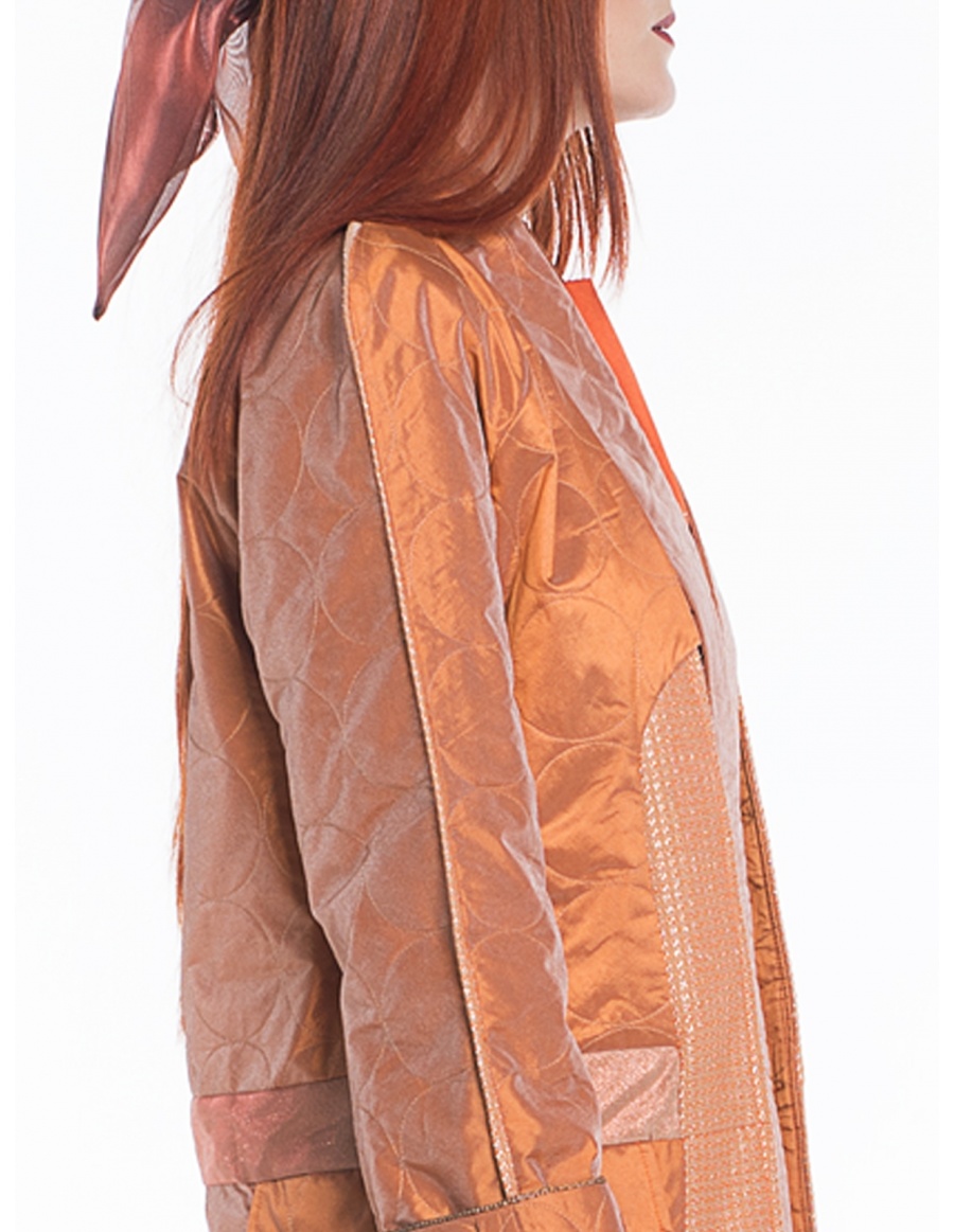Orange jacket with pleats | Sandra Chira 